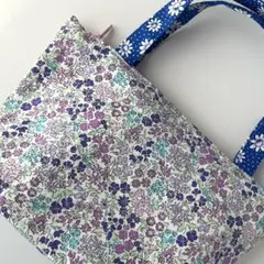 ファスナーポーチ 花柄 青 紫 ハンドメイド