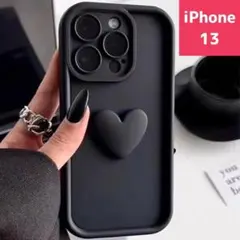iPhone13 ケース 大きい ハート 韓国 おしゃれ 可愛い ブラック 人気
