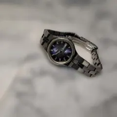 【 SEIKO セイコー 】自動巻き時計…？青文字盤ステンレスバンド★レトロ希少