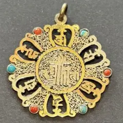 【年代物大盤】アンティーク調 ペンダントトップ チベット仏教 密教 お守り手作り
