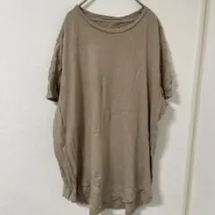 H&M【XL】エイチアンドエム ロングフィットTシャツ ベージュ 古着 ゆるだぼ