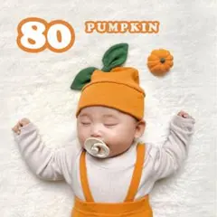 人気❣️子供 かぼちゃハロウィンレギンス 帽子セット 80 ベビーキッズ 美品