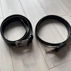 【ノーブランド】ブラックレザーベルト 2本セット　使用少なめ　シンプル