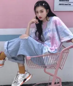 パステルカラーダイダイTシャツ　FREE 新品未使用品のサムネイル