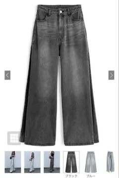 新品未使用GRLサイドタックデニムパンツqu129ブラック　黒　sサイズ