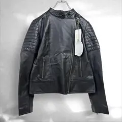 未使用品　羊革100 ダーマコレクション　レザーライダースジャケット 黒S（A1