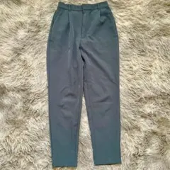 美品✨【GU】グレーブルー スリムフィット カジュアルパンツ S ウエストゴム