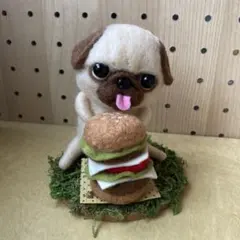 羊毛フェルト ハンバーガーとパグちゃんハンドメイド