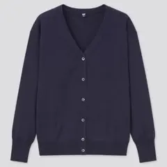 UNIQLO UVカットスーピマコットンVネックカーディガン ネイビー S