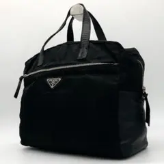 【美品✨】プラダ　ミニボストンバッグ ハンドバッグ テスートナイロン レザー 黒