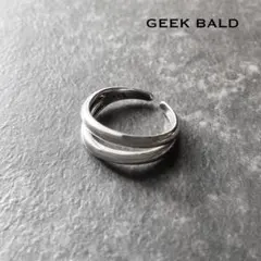 シルバーリング925　シンプル　ダブルライン　デザインオープンリングNo1