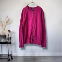 ランズエンド◎上品カラー＊ベーシック　クルーネックカーディガン　羽織り　ピンク