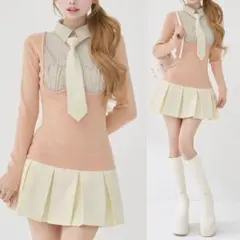 ダーリッチ ネクタイシャツドッキングミニワンピ