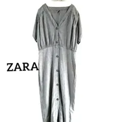 ZARA リネン混 半袖シャツワンピース グレー - メルカリ