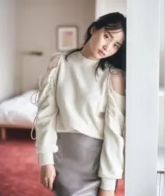 SNIDEL シースルーショルダー ニットプルオーバー