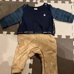 petit main コーデュロイロンパース