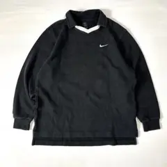 NIKE GOLF 長袖ラガーシャツ ブラック×ホワイト M ゆるダボメンズ古着
