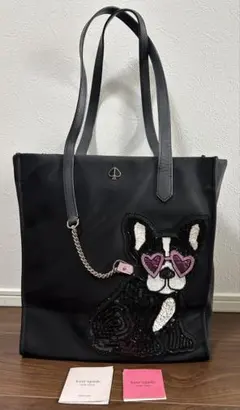 美品】ケイトスペード トートバッグ うさぎ ラビット 星 A4対応 黒 