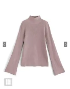 GRL ハイネックフレアスリーブリブニットトップス【k9086d】ピンク