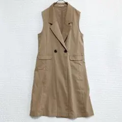 ローズバッド✨ジレ M ベージュ ロングベスト ダブルボタン きれいめ