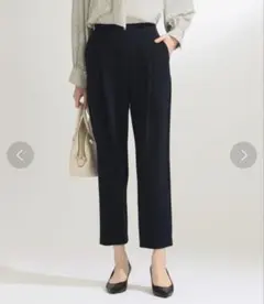 【美品 Demi-Luxe BEAMS】トリアセ 1タックパンツ 34 ネイビーのサムネイル