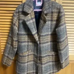 honeys ハニーズ チェックジャケットコート オレンジ ブラウン