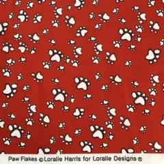 ロラライハリス　Paw Flakes 赤生地　45㎝×110㎝