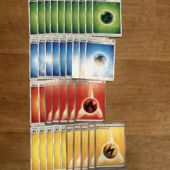 ポケモンカードエネルギー くさ、みず、ほのお、かみなり38枚セット