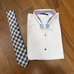 メンズ　ワイシャツ　ネクタイセット　パープル