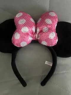 ミニーマウス スパンコールカチューシャ　ピンク