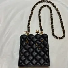 キルティング　ショルダーバッグ　チェーンストラップ￼ 黒