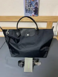 未使用Longchamp 煙灰ブルー Mサイズ ネイビー系 2WAYトートバッグ