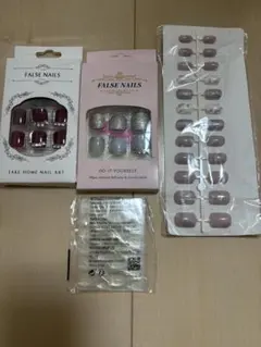 ネイルチップセット（ワインレッド・グレー・ピンク）