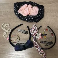 匿名】ヘアアクセサリーセット 12点セット シュシュ ブレスレット ヘアピン