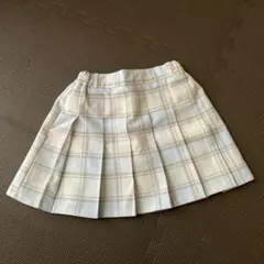 GLOBAL WORK 水色とベージュのチェック柄プリーツスカート 120