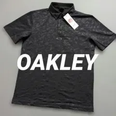 【未使用タグ付き】オークリーゴルフ　速乾軽量レオパード柄　ポロシャツ半袖　黒　M