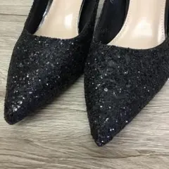 ラメパンプス　ブラック　パンプス　7736 定価14300円