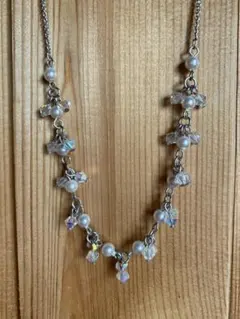 パールクリスタルビーズネックレス