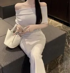 オフショルダー タイトフィット パーティードレス