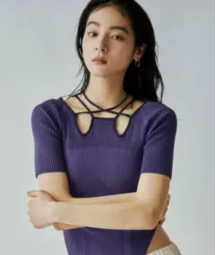 Ezick 2way design code neck　イレリブ配色トップスのサムネイル
