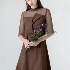 LEJA ビスチェ風切り替えプチハイネック花柄シアーレースワッフル