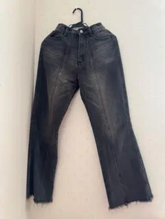 classicalelf 裾フリンジセミフレアデニムパンツ