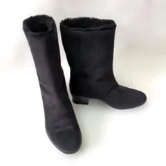 ✧良品【トップドライ】内ボアミドル丈ブーツ黒　22.0 ゴアテックス　スエード