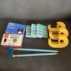 【増量可】ダブルクリップ 中 10個入×2、ホッチキスのしん、鉛筆型消しゴム等