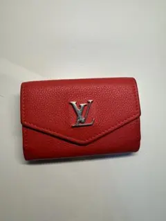 Louis Vuitton ポルトフォイユロックミニ レッド 三つ折り財布