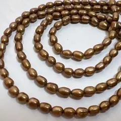 xk517/SALE！淡水パール◇ブロンズ　小粒ライス形　2連