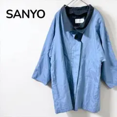【サンヨーSANYO】ロングカラーコート　スプリングコート　薄手　ブルー　Sのサムネイル