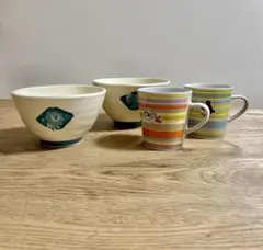 ミスタードーナツ 非売品　マグカップ　茶碗　夫婦茶碗　新品未使用　もっちゅりんのサムネイル