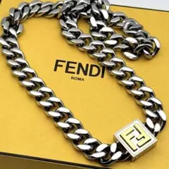 極美品✨フェンディ ネックレス 喜平 FFロゴ キューブ シルバー ゴールド
