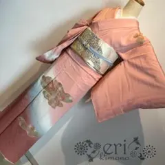【訪問着/新品/汕頭刺繍】しつけ糸付き　金彩　ピンクの暈し染め